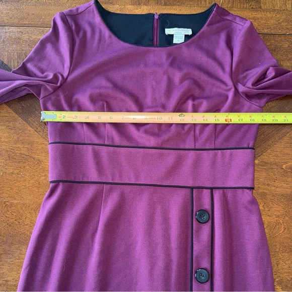 Peter Nygard Purple Black Trim 3/4 Sleeve Dress with Button Front Accent 14 - Picture 9 of 12